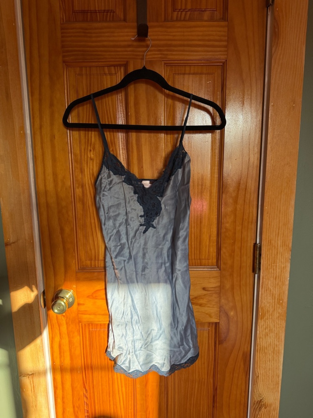 Victoria's Secret Slate Blue Lace Trim Slip